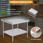 24x24x30 Inch Equipment Grill Stand Table Stainless Steel NSF Certified 400 Lbs Capacity with Adjustable Legs, 2" Edge Baffle for Hotel, Home, Commercial Restaurant Kitchen