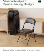 Folding Chair 4 Pack, Comfy PU Leather Padded Folding Chairs for Outside and Indoor, Heavy Duty Portable Foldable Metal Commercial Seat for Home Office, Dorm, Party, Backyard, Lawn, Patio
