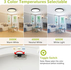 20 Inch 4200LM Large LED Flush Mount Ceiling Light Flixtures - 42W 3 Color Temp (3000K/4000K/6000K), Ultra-Thin Flat Dimmable Ceiling Fixtures for Living Room,Bedroom, Kitchen,Office,Black
