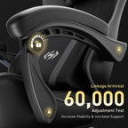 HLDIRECT Gaming Chair with Footrest, Lumbar Support & Headrest, Black&Grey | Ergonomic, 90°-135° recline, adjustable height & 360° swivel, PU leather and 45D foam, for adult gaming, work & relaxing