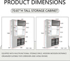 71 Inch Wood Pantry Cabinet with Glass Doors, 39 Inch Wide Freestanding Kitchen Storage Cabinet for Microwave and Coffee Bar, Modern Sturdy Tall Pantry Cabinet with Shelves & 5 Drawers, (White)