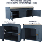 HOMEFORT 41.3" Shoe Bench with Lift Top Storage, Entryway Bench with Cushioned Seat, Wooden End of Bed Bench, Shoe Cabinet Bench with Hidden Storage Space, for Bedroom, Hallway,Blue