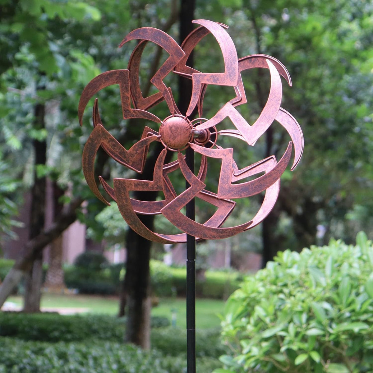 Wind Spinner Outdoor 360 Degrees Metal Wind Sculpture Artistic Geometric Design Wind Spinners for Yard and Garden 63x13 Inches