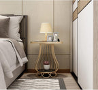 Mushroom-Shaped Marble Table, Double-Layer Shelf, Bedside Table, Telephone Table, Sofa Balcony Small Round Table, Large Table Top 50 Cm, Small Table Top 26 Cm(Size:50 * 60cm,Color:B)