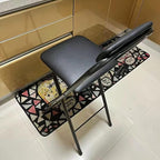 DSHOME Folding Bar Stool with Backrest,Leather Padded Counter Height Foldable Stool,Portable Folding Stool Tall Bar Stools for Outdoor Kitchen Shop Cafe,1 PC,Black,seat Height 25.5inch