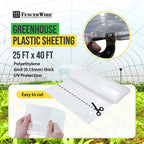 CAPHAUS 6 mil Clear Greenhouse Plastic Sheeting, 4-Year UV Resistant Polyethylene Film, Hoop House Cover for Horticulture, Gardening, Farming and Agriculture, 90% Light Transmittance, 25’ x 40'