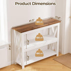 3-Tier Wood Entryway Table: 41" Narrow Console Shelf for Hallway - Farmhouse Sofa Desk Storage for Living Room (White)