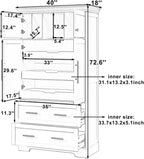 roomfitters 73 Inch Large Kitchen Pantry with 4 Doors, Pull-Out Trays and Cake Pan Organizer, Blue