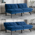 Modern Navy Blue Velvet Convertible Folding Futon Couch Sofa Bed | Adjustable Pillow Top Arm Memory Foam Couch Double Loveseat Sofa for Compact Living Space,Dorm,Game Studio,Apartment,Bedroom