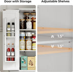 IRONCK Corner Cabinet, 72" Farmhouse Pantry Cabinet, White | 6 Tiers Shelves with 2 adjustable shelves, 240° swivel doors and spacious storage for kitchens, dining rooms, living rooms