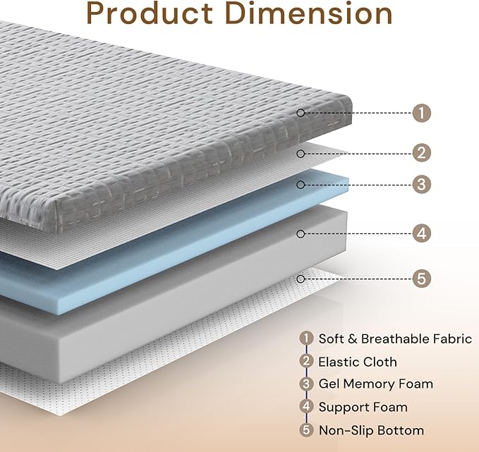 Foldable Mattress, 4 Inch Memory Foam Guest Floor Mat, Tri Folding Portable Mattress for Kids and Adults, Washable Cover, Non-Slip Design, Twin Grey (Size: 38" L x 74" W x 4" Th)