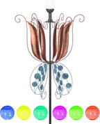 MUMTOP Wind Spinner Outdoor Large, 83 Inch Metal LED Wind Sculptures, Tulip Windmill for Yard Art, Garden Decor