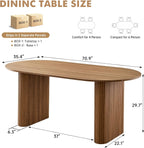 70.9" Large Dining Table for 4, [Rounded Edges] [Fully Assembled Table Base] Modern Wood Kitchen Dinner Table for Restaurant Apartment Meeting Study Room, Easy Setup, Brown