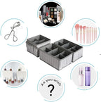 VERONLY Cosmetic Storage Bins Makeup Organizer, Adjustable Multifunction Storage Box Desk Drawer Divider for Makeup Brushes, Bathroom Countertop or Dresser, Set of 3 (Grey)