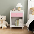 26.77''H Wooden Nightstand with One Drawer One Shelf, Pink ﻿,for Small Spaces