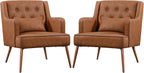 Yaheetech Accent Chairs Set of 2, Mid-Century Modern Armchairs, Retro Brown
