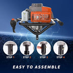 72cc 2-Stroke Auger Post Hole Digger with 2 Extension Rods & 6" & 8" Auger Bits - Gas Powered Earth Auger for Fencing, Gardening, Construction - Heavy Duty Digging Machine (72cc+2 Auger Bit(6"8"))