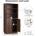 FORTUNETEC 71" Tall Bookcase, 3-Tier Bookshelf with Storage, Walnut