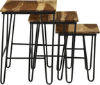 Natural and Black 3 Nesting Table with Hairpin Legs