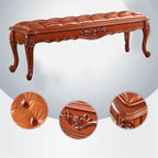 Modern Brown Retro Bedroom Decorative Bench Wooden Simple Bedside Upscale PU Leather Sofa Entryway