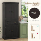 Tangkula 72" H Kitchen Pantry Cupboard Cabinet, Traditional Freestanding Large Tall Storage Cabinet with 2 Cabinets and Drawer, Adjustable Shelves, for Living Room Kitchen, 30 x 16 x 72 Inch