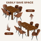 Miereirl 9-Piece Farmhouse Extendable Dining Table Set with 8 Chairs, Adjustable Length Rectangular Dining Room Furniture, Space-Saving Expandable Kitchen Dining Set (Walnut Table+8 Brown Chairs)