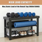 Shoe Rack Bench, 3 Tier Shoe Storage Bench, 28 Inch Bamboo Shoe Organizer, Entryway Bench Home Decor, Holds Up to 286 lb, Side Table, for Mudroom Hallway Bedroom Living Room Closet, Black