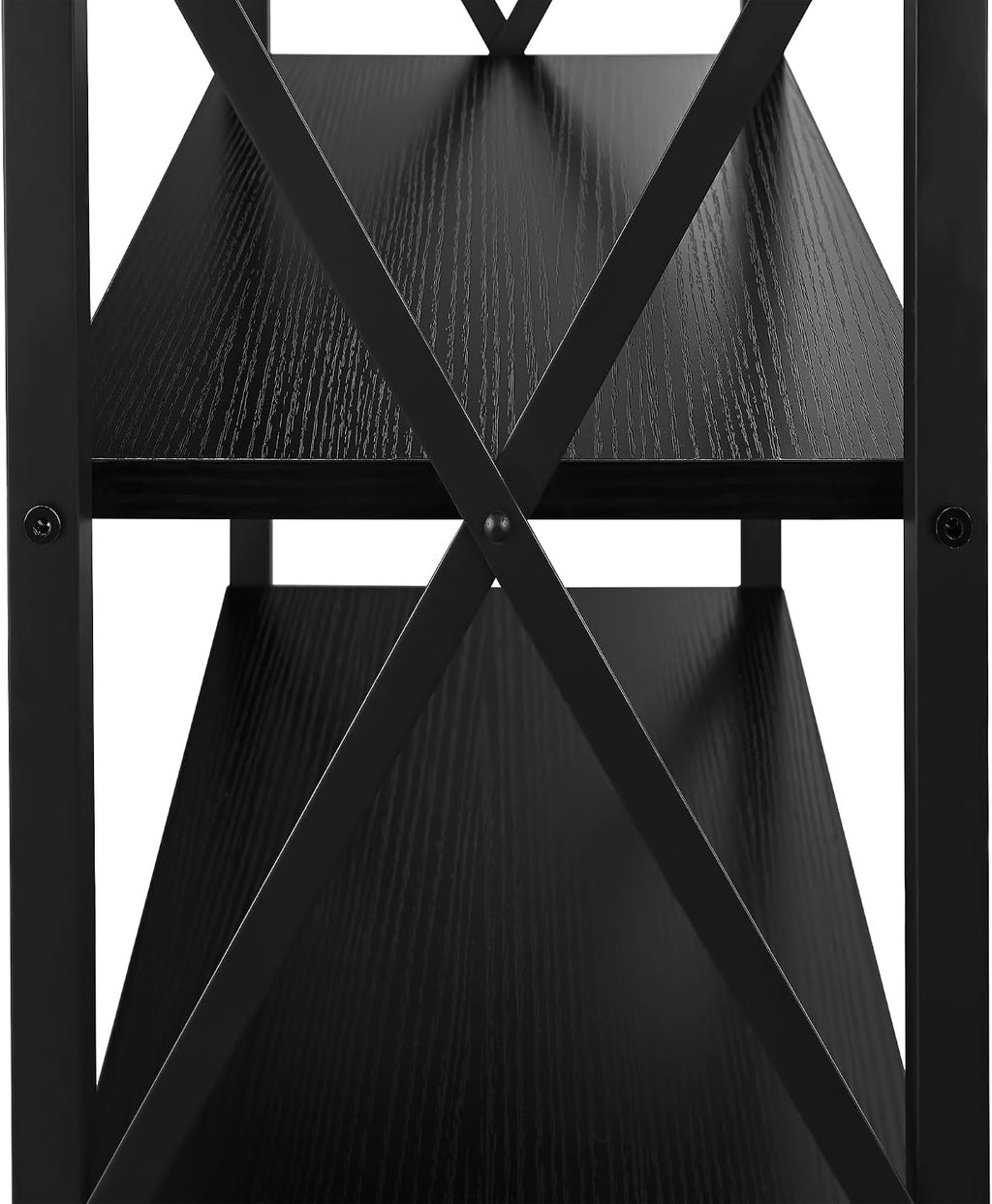 VECELO End Side Table Night Stand,X-Design with Storage Shelf for Bedroom,Living Room,Black
