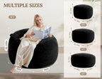 WSOFRLAC 3FT Bean Bag Chair, Comfy Bean Bag Chairs for Adults, Luxury Velvet Memory Foam Stuffed Beans Bags with Removable Cover, Adult Beanbag Chair with Filler for Living Room, Bedroom, Black