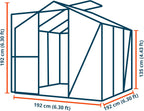 Greenhouse Jasmin 3 Aluminum Frame - 6.3 x 6.3 ft Approx. 6 mm Polycarbonate Panels