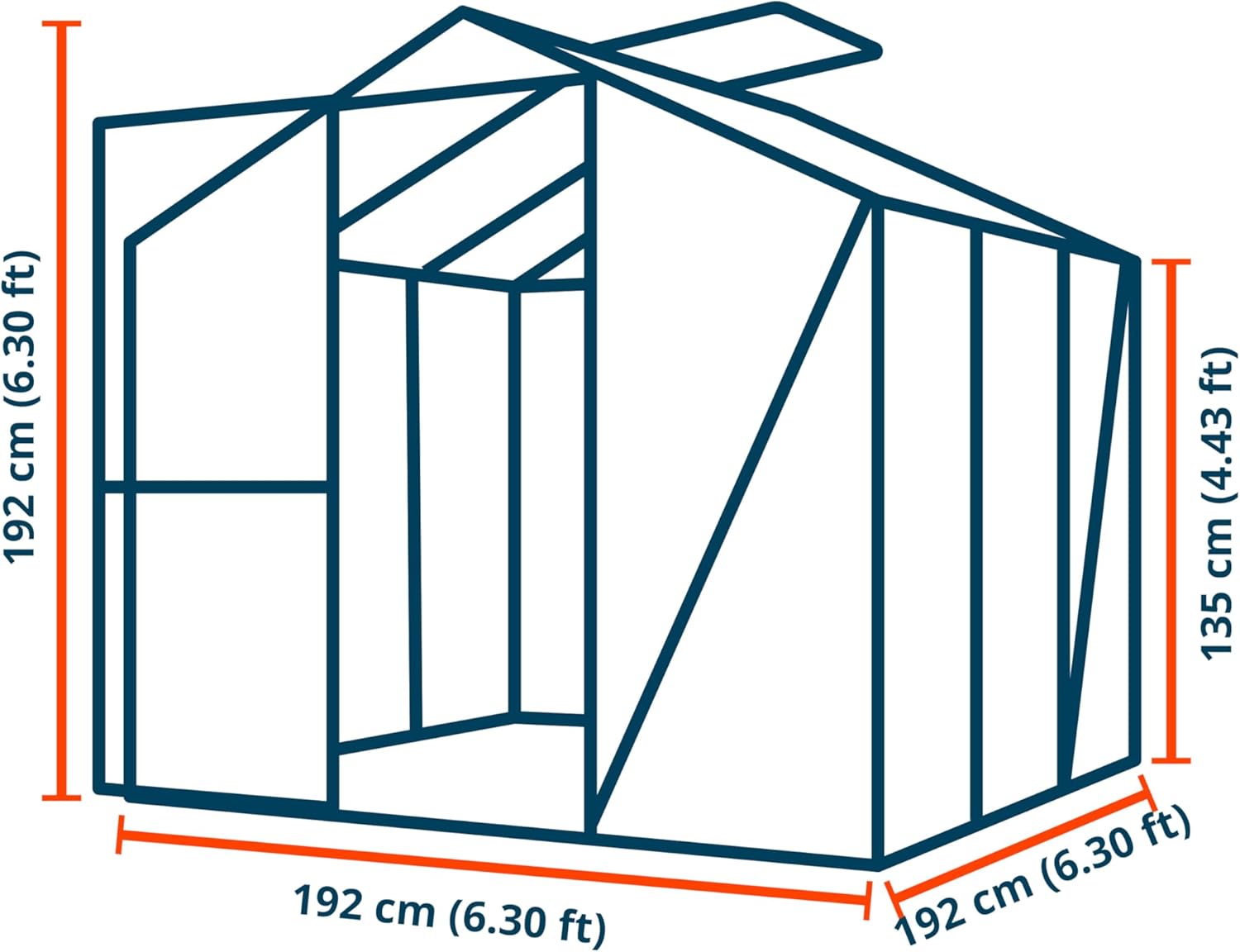 Greenhouse Jasmin 3 Aluminum Frame - 6.3 x 6.3 ft Approx. 6 mm Polycarbonate Panels