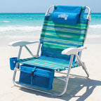 Old Bahama Bay Beach Chairs for Adults, 7-Position Classic Lay Flat Beach Chair Reclining Beach Chair, Portable Aluminum Backpack Beach Chair with Towel Bar & Cooler Bag