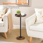HOOBRO Small Round Side Table, Drink Table, Coffee Martini Table with Pedestal Accent for Small Spaces in Living Room, Bedroom, Sofa Couch, Rustic Brown BF168BZ01