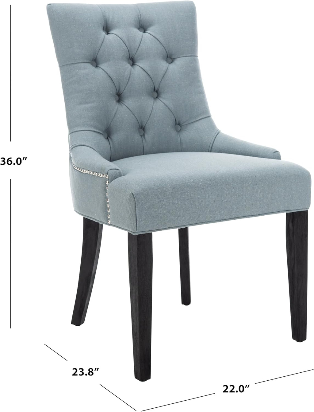 SAFAVIEH Home Collection - Abby Sky Blue Upholstered Dining Chair, Button Tufted Back, Nailhead Trim, Classic Accent Chair (MCR4701N)