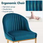 Hyfirm Modern Dining Chairs Set of 4, Velvet Teal Upholstered Kitchen Chairs with Gold Metal Legs, Padded Fabric Accent Chairs for Living Room, Dining Room, Cafe