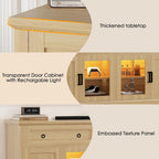 63'' Sideboard Buffet Cabinet with Storage, Modern Storage Cabinet with Outlets & LED Light, 2 Drawers and 4 Doors, Adjustable Shelves, Coffee Bar Cabinets for Kitchen Living Room, Wood