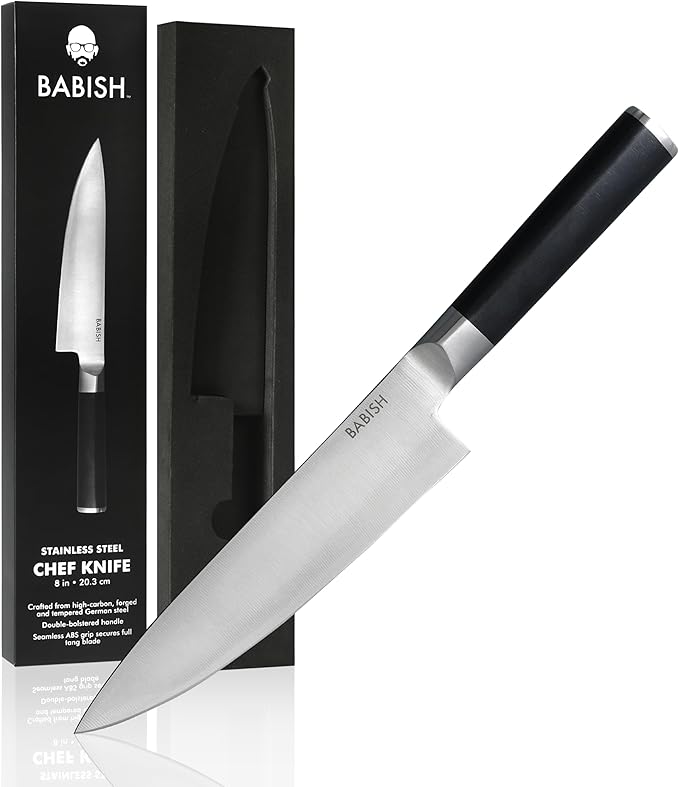 Babish High-Carbon 1.4116 German Steel Cutlery, 8" Chef Kitchen Knife,