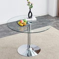 gopop 40" Round Glass Dining Table, Modern Kitchen Table with Tempered Glass Top & Stainless Steel Silver Leg, Clear Dining Room Table for Kitchen Dinner Room.