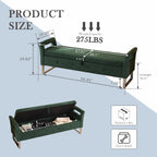 Aoiy & Wifon 67.91" W King Size Bench for End of Bed, Upholstered End of Bed Storage Bench with Metal Legs for Bedroom, Velvet (Green)