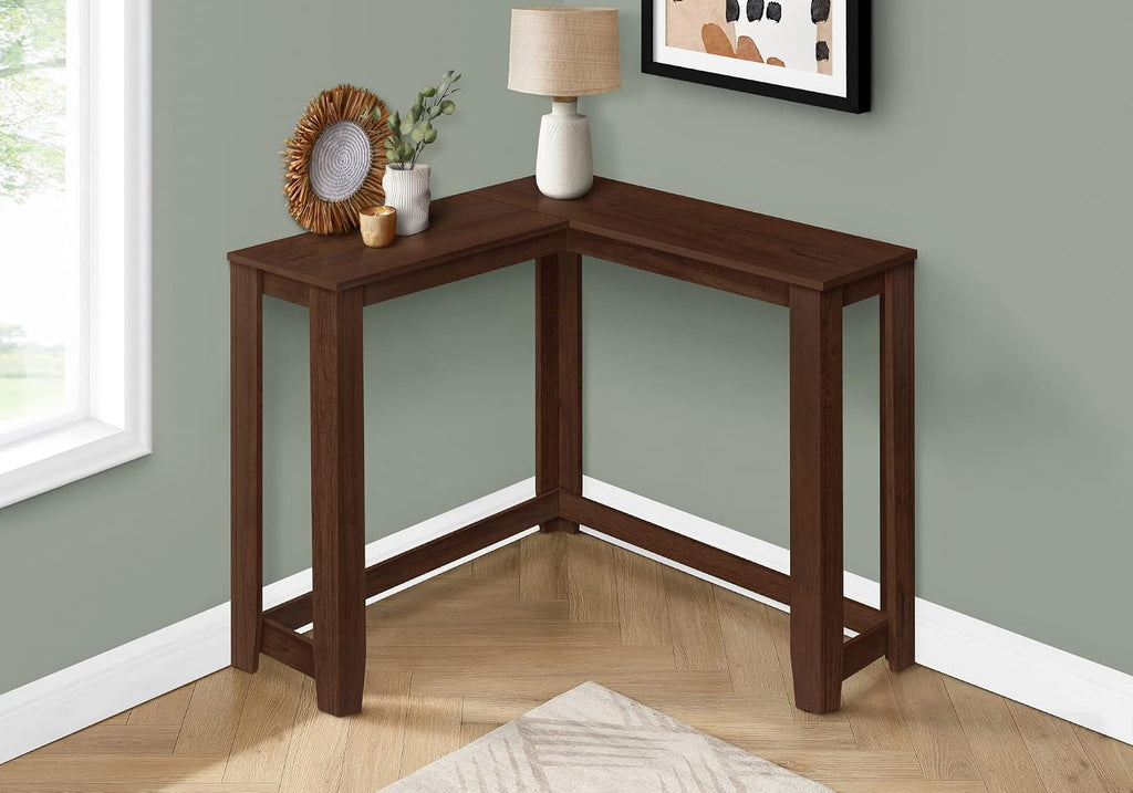 Accent Table, Console, Entryway, Narrow, Corner, Living Room, Bedroom, Brown Laminate, Contemporary, Modern
