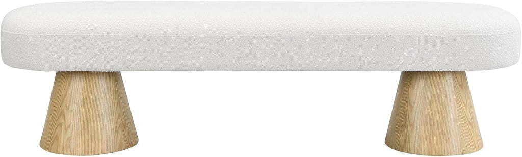 Christopher Knight Home Manila 64" Oval Dining Bench, Boucle Ottoman Bench, Large Dining Chair, Entryway Bench, Comfort Long Footstool for Living Room Dining Room, No Assembly Needed, Beige