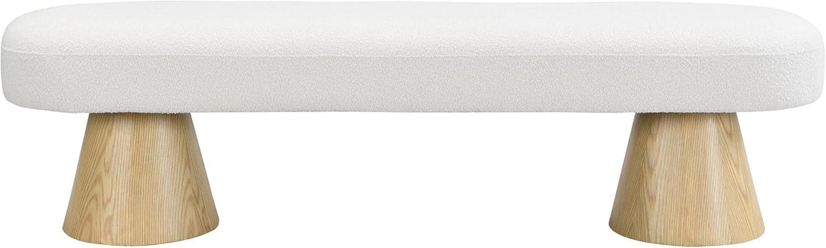 Christopher Knight Home Manila 64" Oval Dining Bench, Boucle Ottoman Bench, Large Dining Chair, Entryway Bench, Comfort Long Footstool for Living Room Dining Room, No Assembly Needed, Beige