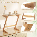 GOFLAME Bamboo TV Tray Table, Z Shaped Sofa Side Table for Laptops, Snacks & Drinks, Modern TV Dinner Tray, TV Dinning Tables, Small End Tables for Living Room, Bedroom, Natural