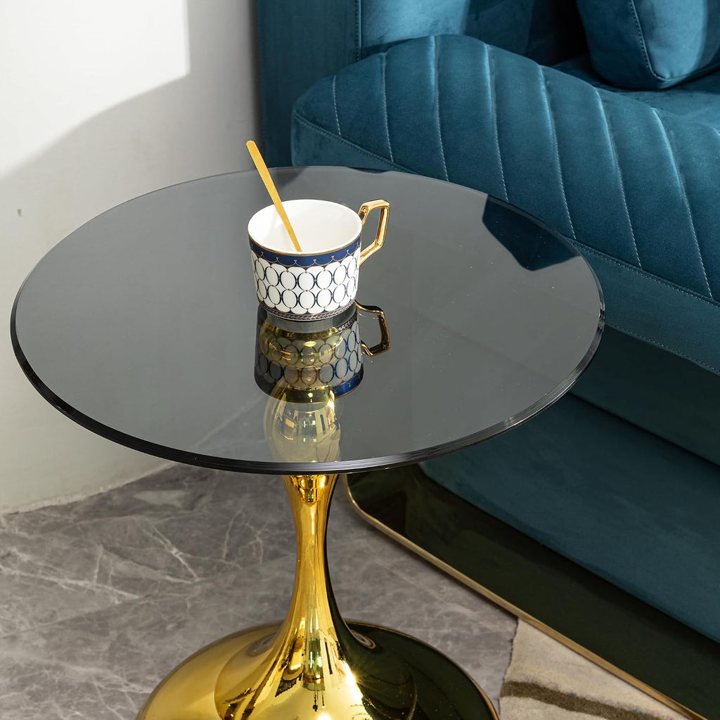17 inches Metal Small RoundSofa Side Table, Coffee Drink Cocktail Table, Small Accent Pedestal Table for Living Room Corners and Small Spaces
