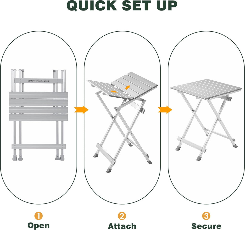 SUNNYFEEL Folding Camping Table - Lightweight Aluminum Portable Picnic Table for Cooking, Beach, Hiking, Travel, Fishing, BBQ, Indoor Outdoor Small Foldable Camp Tables