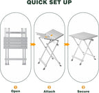 SUNNYFEEL Folding Camping Table - Lightweight Aluminum Portable Picnic Table for Cooking, Beach, Hiking, Travel, Fishing, BBQ, Indoor Outdoor Small Foldable Camp Tables