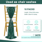 Sequin Table Runners 12 Pieces Emerald Green Table Runners 12x108 Inch Glitter Dining Table Cover for Party Wedding Birthday Reception Banquet Decoration Spring Party Chair Sashes