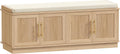 Akxomel Fluted Shoe Storage Bench with Cushion, 47.2" Entryway Bench with Adjustable Shelves and 4 Doors, Shoe Cabinet Bench with Curved Profile, for Hallway, Living Room, Bedroom, Natural Oak