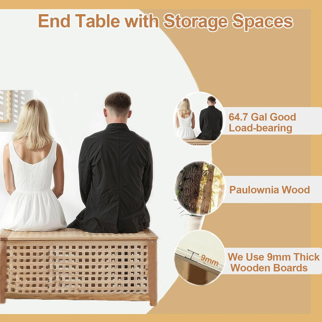 Solid Wood Entryway Bench with Storage, storage chest with Removable Bag | Large storage chest with Removable Bag, Wood Coffee Table for Living-room, Bedroom, Patio, DIY Bunny House, 39x20x20in