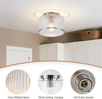 MAYNA Modern Nickel Semi Flush Mount Ceiling Light Fixture, 1-Light Glass Ceiling Light, Hallway Light Fixtures Ceiling Mount for Kitchen Entryway Bedroom Laundry Room